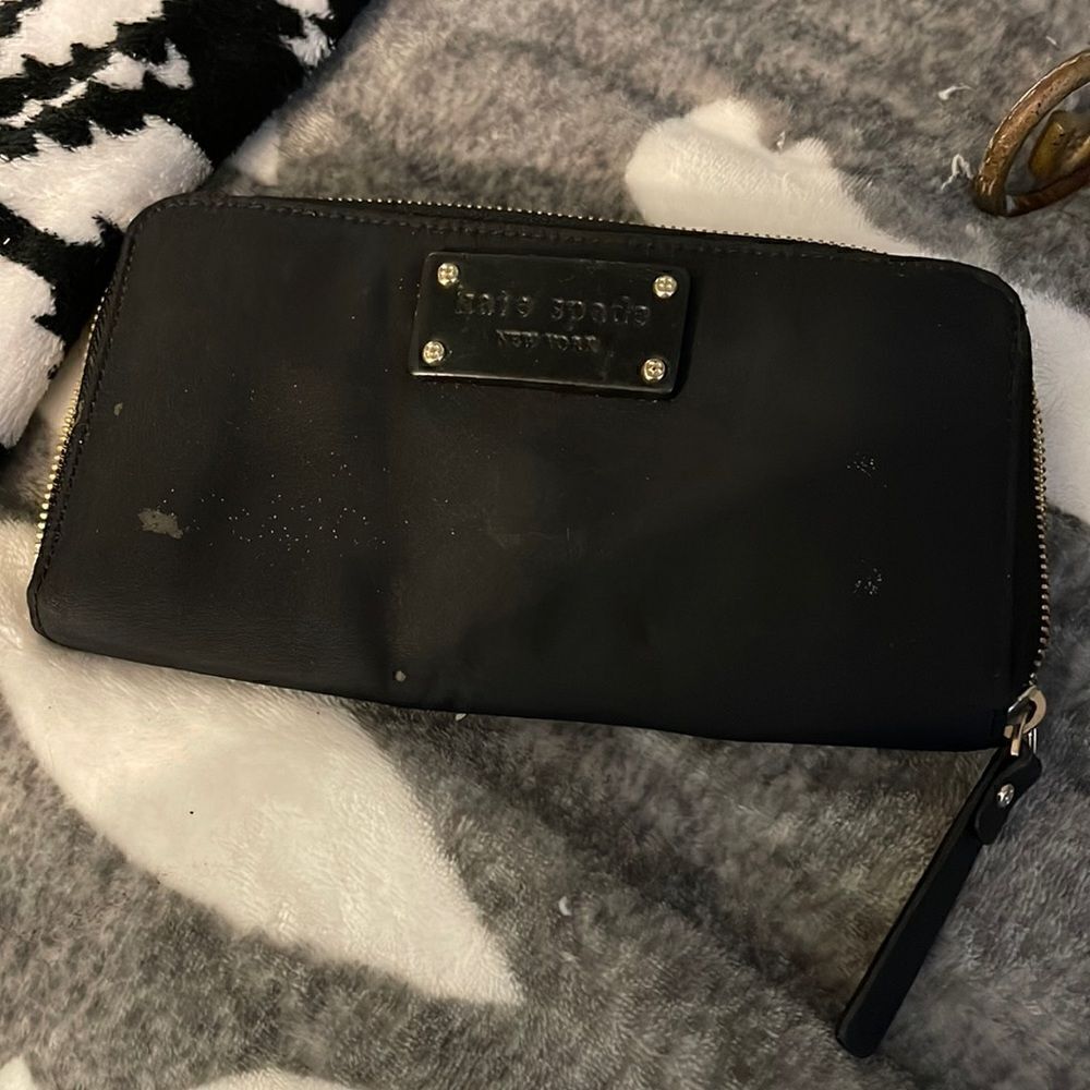 Kate spade NEDA grove street black nylon & leather zip around card case/wallet